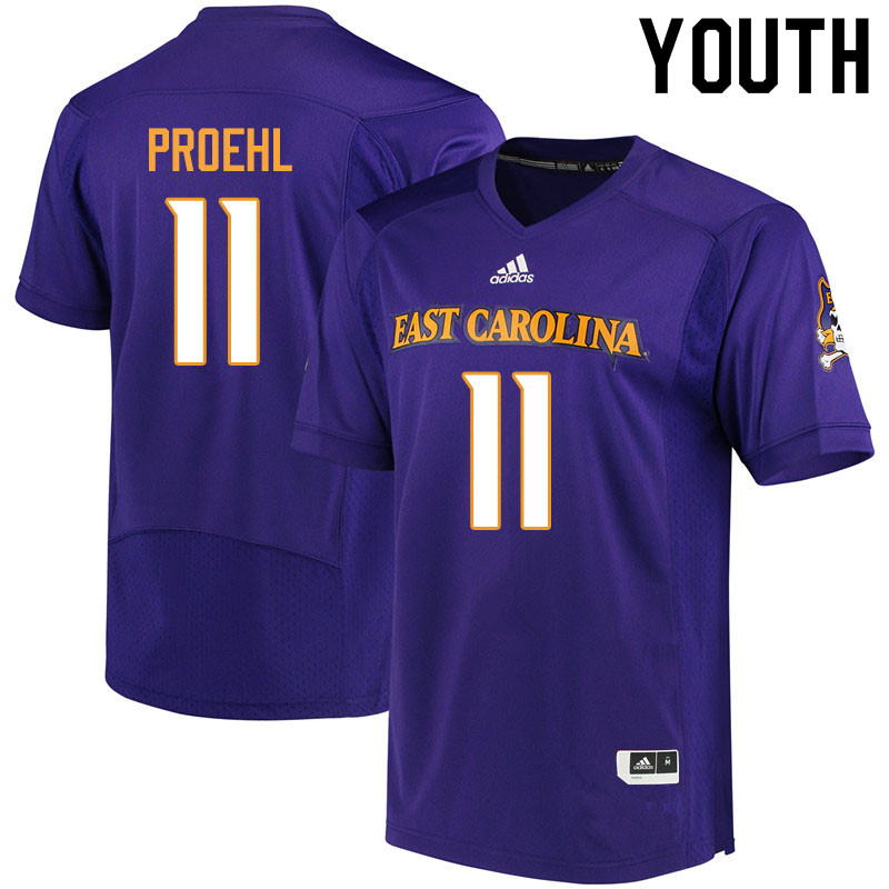 Youth #11 Blake Proehl ECU Pirates College Football Jerseys Sale-Purple